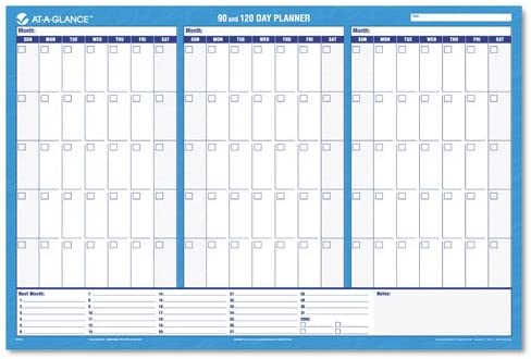 Photo 1 of AT-A-GLANCE PM23928 90/120-Day Undated Horizontal Erasable Wall Planner, 36 x 24, White/Blue,
