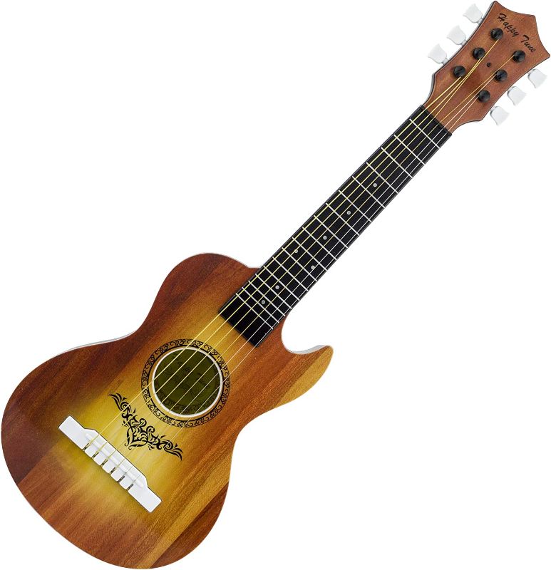 Photo 1 of Happy Tune 6 String Acoustic Guitar Toy for Kids with Vibrant Sounds and Steel Strings (Brown)
