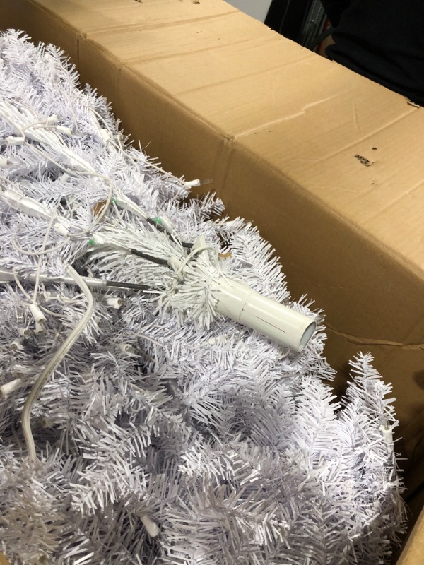 Photo 3 of National Tree Company Pre-Lit Artificial Full Christmas Tree, White, Dunhill Fir, White Lights, Includes Stand, 7 Feet 7 ft