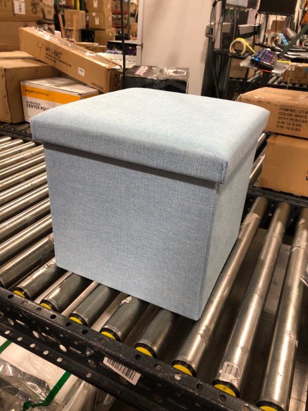 Photo 1 of 14"X14" FOLDABLE STORAGE FOOT STOOL- LIGHT BLUE