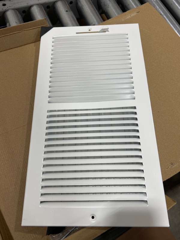 Photo 2 of 16" X 8" 2-Way-Vertical AIR Supply Grille - Vent Cover & Diffuser - Flat Stamped Face - White [Outer Dimensions: 17.75"w X 9.75"h] 16 x 8 - 2 Way White