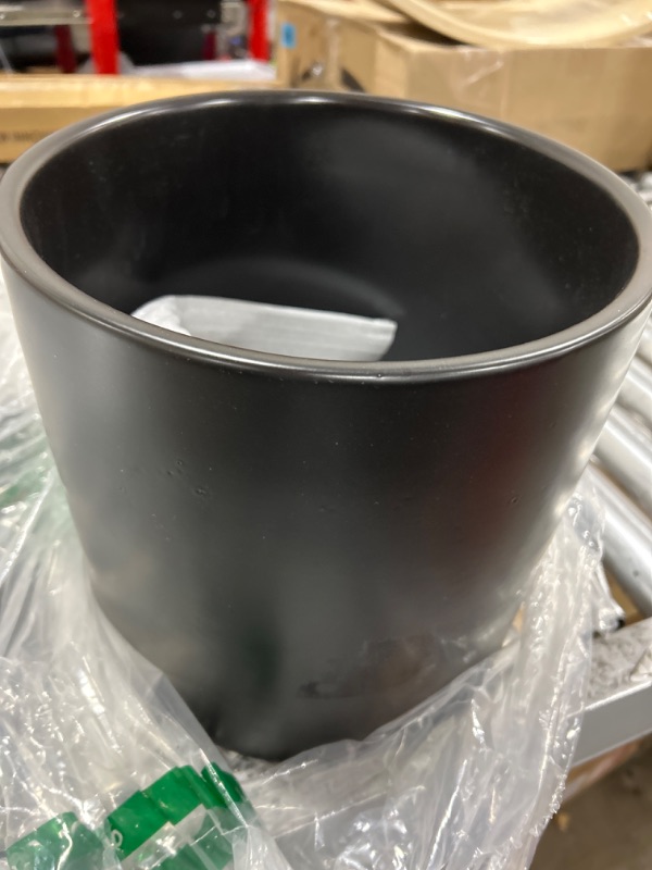 Photo 2 of 10 inch Black Ceramic Pot with Drainage