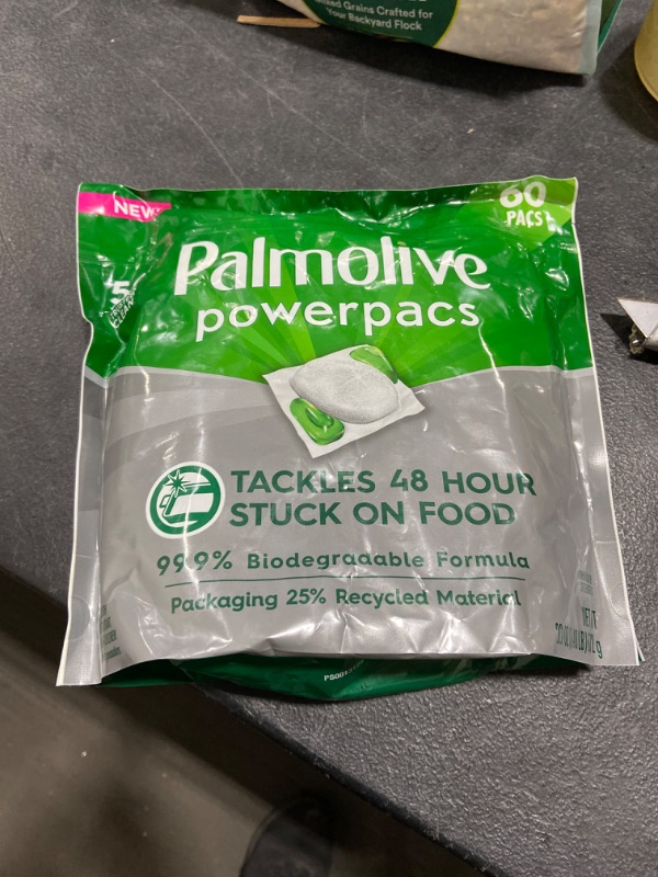 Photo 2 of Palmolive PowerPacs Dishwasher Pods, 99.9% Biodegradable Formula in Dishwasher Tabs With No Added Fragrance - 60 count 60 Count (Pack of 1) Detergent Pods