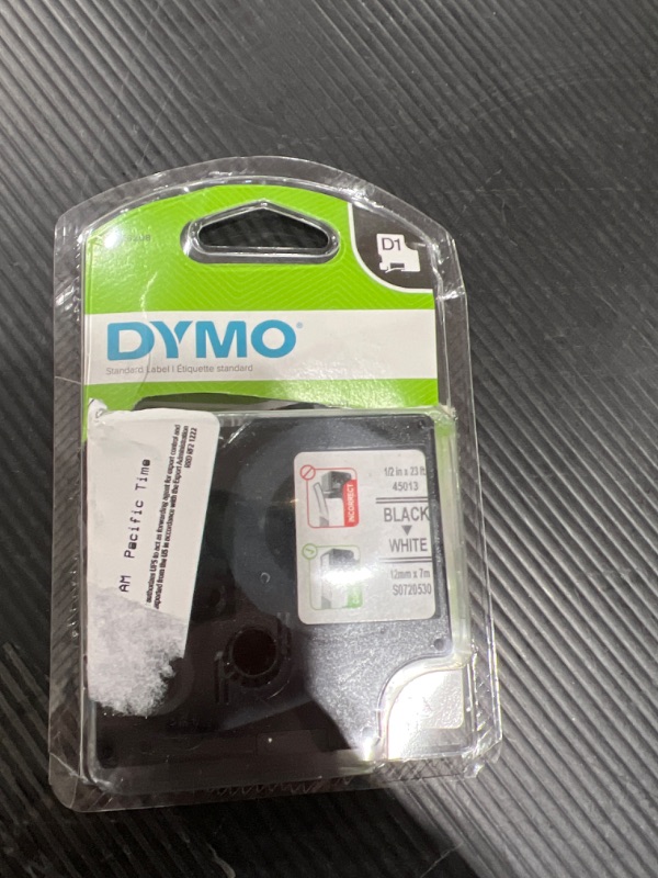 Photo 2 of DYMO Standard D1 Self-Adhesive Polyester Tape for Label Makers, 1/2-inch, Black Print on White, 23-Foot Cartridge, 2-Pack (1926208) 2 Pack Polyester Tape