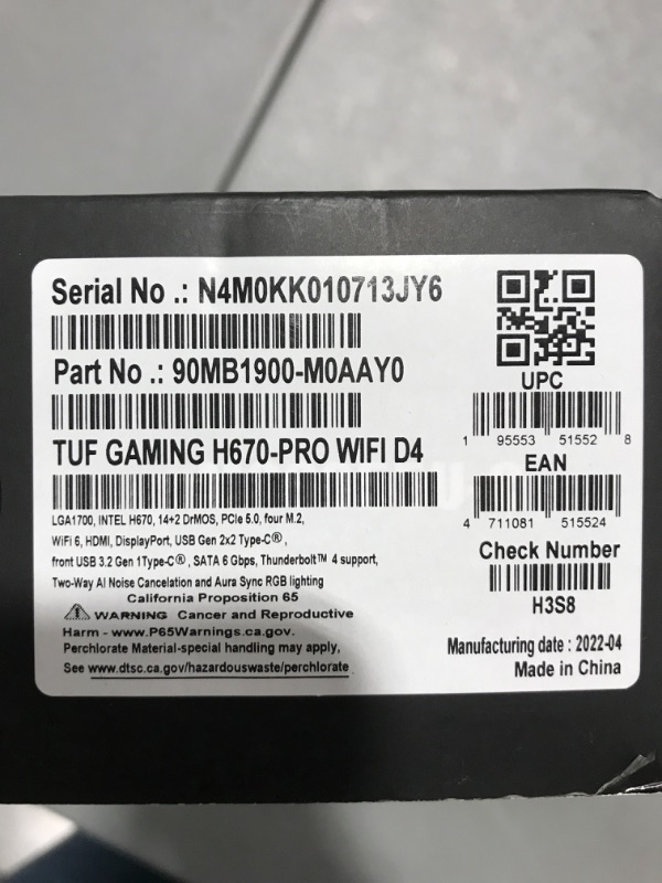 Photo 3 of ASUS TUF Gaming H670-PRO WiFi D4 LGA 1700(Intel 12th Gen) ATX Gaming Motherboard (PCIe 5.0, DDR4,14+1 DrMOS,4xM.2 Slots,WiFi 6,2.5 Gb LAN,Front USB 3.2 Gen 1 Type-C,USB 3.2 Gen 2x2 Type-C)