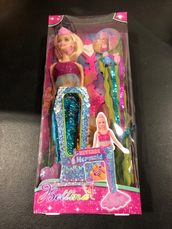 Photo 2 of BETTINA Reversible Princess Mermaid Doll & Little Mermaid Gift Pack with Doll Accessories, Mermaid Toys with Color Changeable Tail, Princess Mermaid Gifts for Girls 3+ Reversible Mermaid