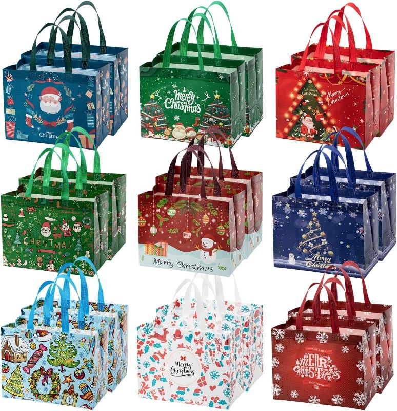 Photo 1 of 18 Pcs Christmas Non-Woven Gift Bags with Handles Christmas Tote Bags Christmas Treat Bags Christmas Candy Bags Christmas Goodie Bags Christmas Party Favor Bags Grocery Shopping Bags (Christmas style 1)
