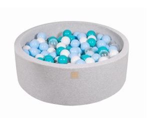 Photo 1 of Baby Foam Round Ball Pit 90x30cm with 200 Balls 7cm Certified, Cotton, Light Gray: Turquoise/Baby Blue/Transparent/White