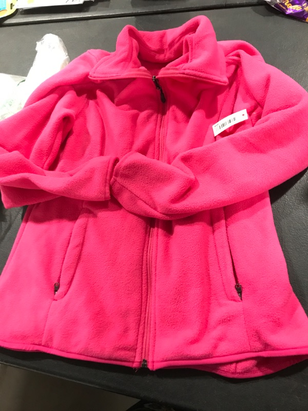 Photo 1 of Amazon Essentials Women's Classic-Fit Long-Sleeve Full-Zip Polar Soft Fleece Jacket Polyester Pink Large