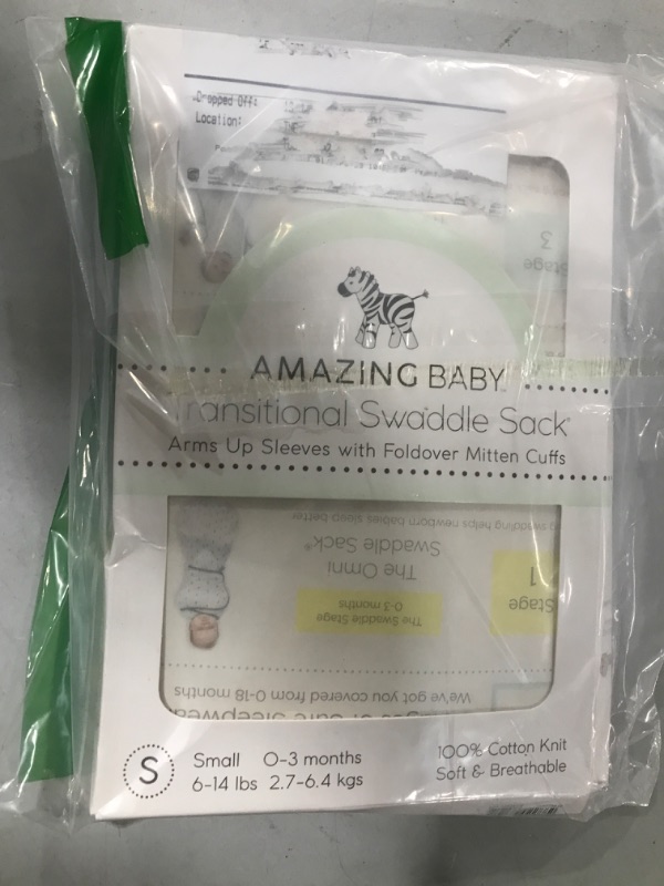 Photo 2 of Amazing Baby Transitional Swaddle Sack with Arms Up Half-Length Sleeves and Mitten Cuffs, Confetti, Sterling, Small, 0-3 Months, Small (6-14 Pound) Sterling Confetti Small (6-14 Pound)