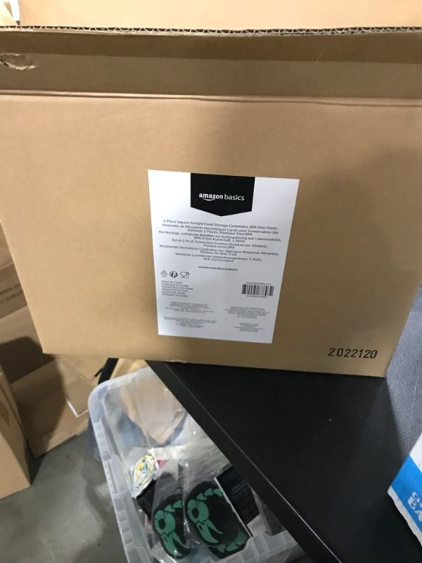 Photo 1 of Amazon Basics 5-Piece Square Airtight Food Storage Containers for Kitchen Pantry Organization, BPA Free Plastic 5-Piece Square Set