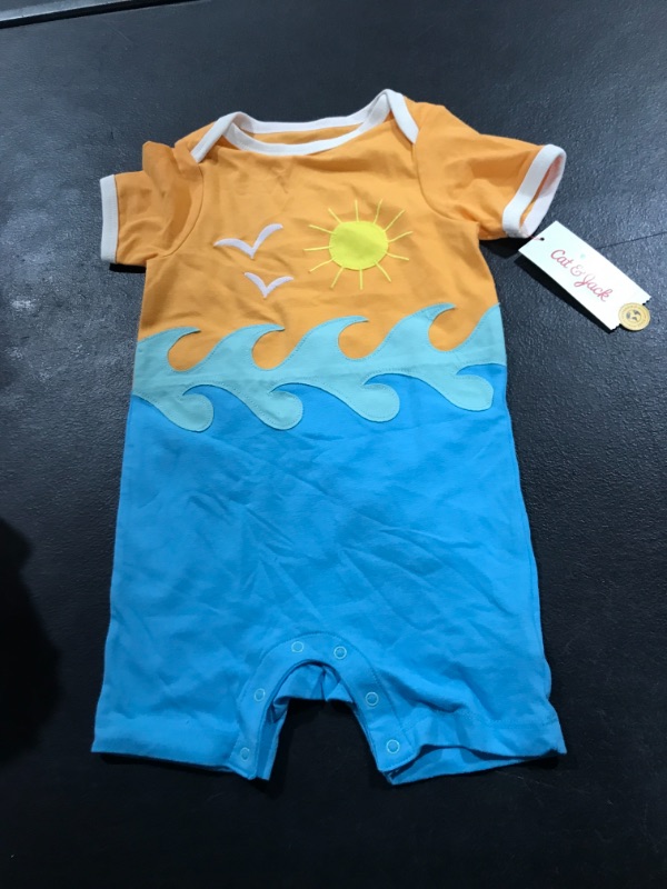 Photo 2 of CAT & JACK BABY SEASCAPE APPLIQUE ROMPER 18M
