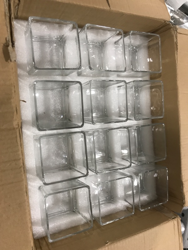 Photo 2 of 12 Pack Clear Square Glass Vases, Planter Terrarium Flowers Vase Candle Holder for Home,Garden, Wedding Centerpiece Decrations and Formal Dinners (Width 3", Height 3")