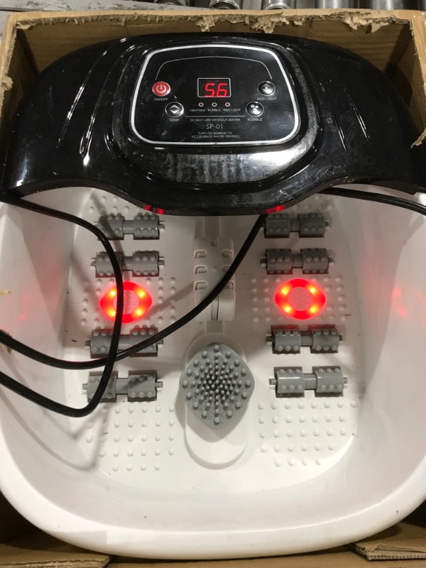 Photo 2 of Foot Spa Bath Massager with Heat, Bubbles, Vibration and Red Light,4 Massage Roller Pedicure Foot Spa Tub for Feet Stress Relief,Foot Soaker with Mini Acupressure Massage Points&Temperature Control
