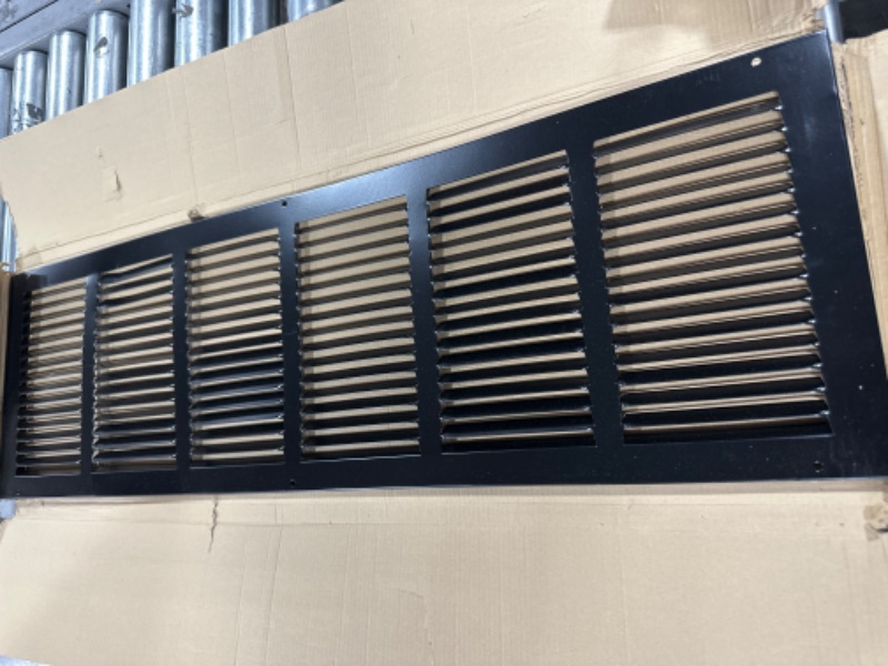 Photo 1 of 30"w X 8"h Steel Return Air Grilles - Sidewall and Ceiling - HVAC Duct Cover - White [Outer Dimensions: 31.75"w X 9.75"h] 30 X 8 black 