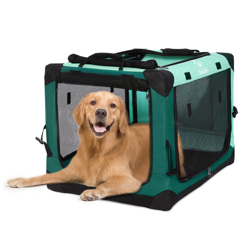 Photo 1 of 4 Doors Soft Portable Folding Dog Crate Dog Kennel, Green, L
