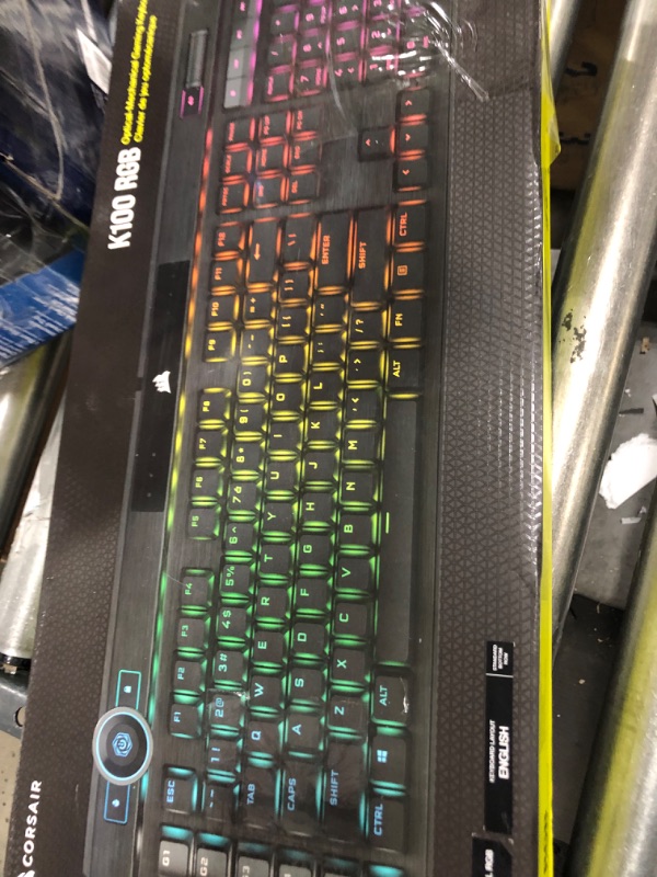 Photo 3 of Corsair K100 RGB Optical-Mechanical Gaming Keyboard - Corsair OPX RGB Optical-Mechanical Keyswitches - AXON Hyper-Processing Technology for 4X Faster Throughput - 44-Zone RGB LightEdge Optical Gaming Keyboard