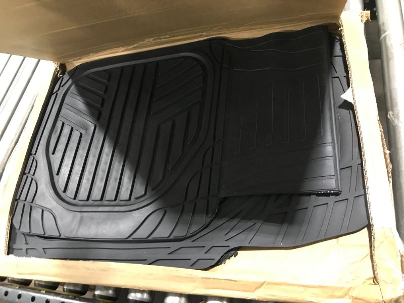 Photo 1 of Amazon Basics 4-Piece All-Weather Protection Heavy Duty Rubber Floor Mats Set with Cargo Liner for Cars, SUVs, and Trucks?Black,Universal Trim to Fit Black Thick Heavy Duty Rubber 4-Piece