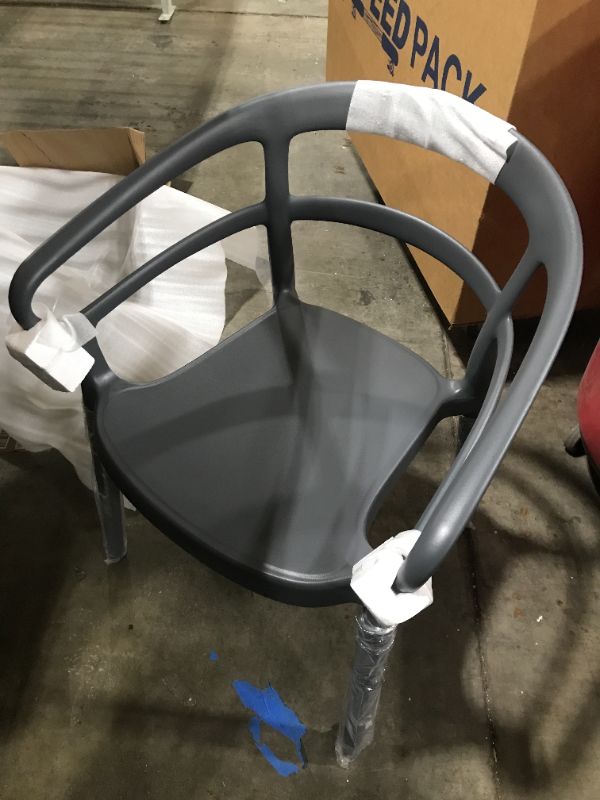 Photo 2 of Amazon Basics Dark Grey,  Bistro Dining Chair-Set of 2, Premium Plastic
