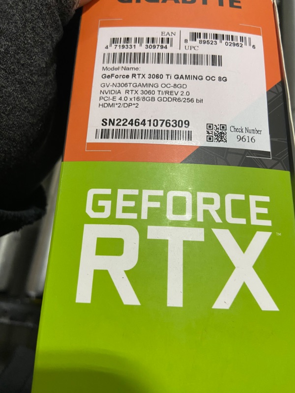 Photo 7 of Gigabyte GeForce RTX 3060 Ti Gaming OC 8G (REV2.0) Graphics Card, 3X WINDFORCE Fans, LHR, 8GB 256-bit GDDR6, GV-N306TGAMING OC-8GD REV2.0 Video Card