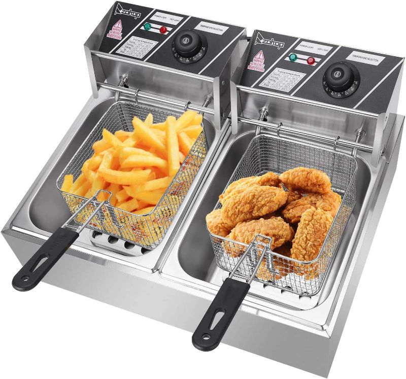 Photo 1 of 5000W Commercial Deep Fryer, 12L Electric Dual Tank Deep Fryer
