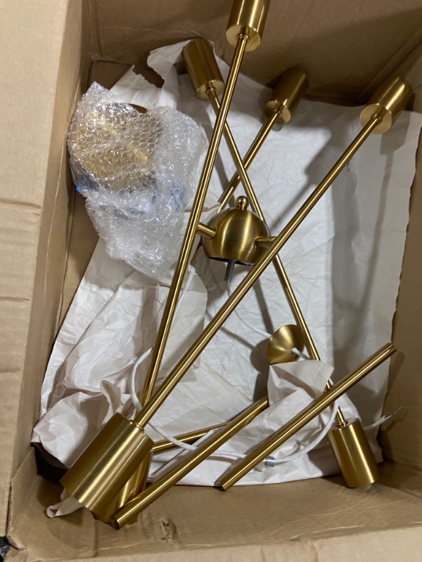Photo 1 of 8 Lights Modern Sputnik Chandelier Lighting with Adjustable Arms Mid Century Pendant Light Vintage Industrial Farmhouse Ceiling Light Fixture Brushed Brass by BONLICHT Brushed Brass 8 Lights