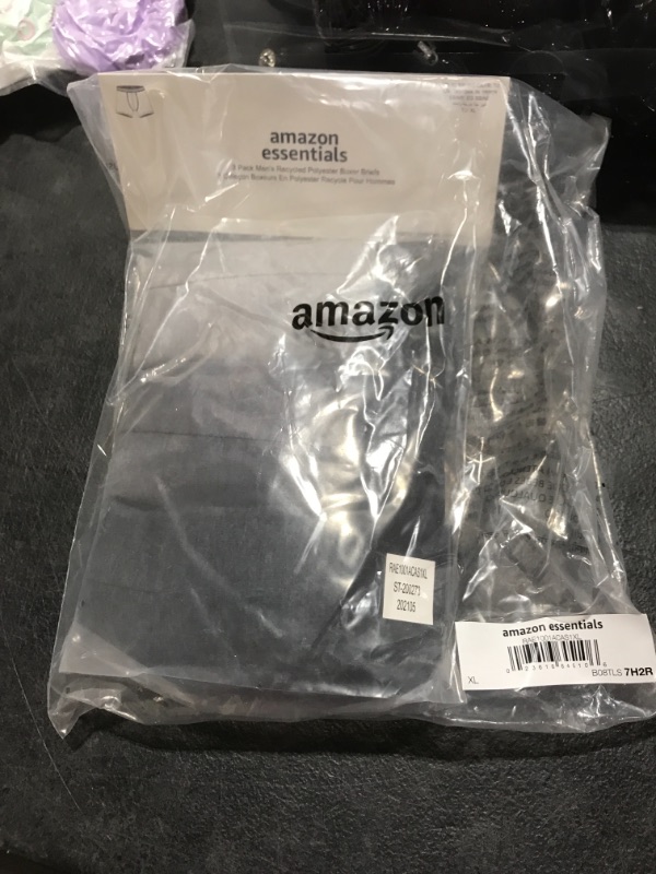 Photo 1 of Amazon Essentials Men's 3-Pack Boxer Shorts X-Large Light Grey/Dark Grey/Black