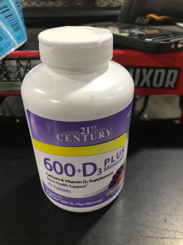 Photo 2 of 21st Century Vitamins Calcium 600 mg + D Chewables, Fruit Punch, 75 ct BB 05.23