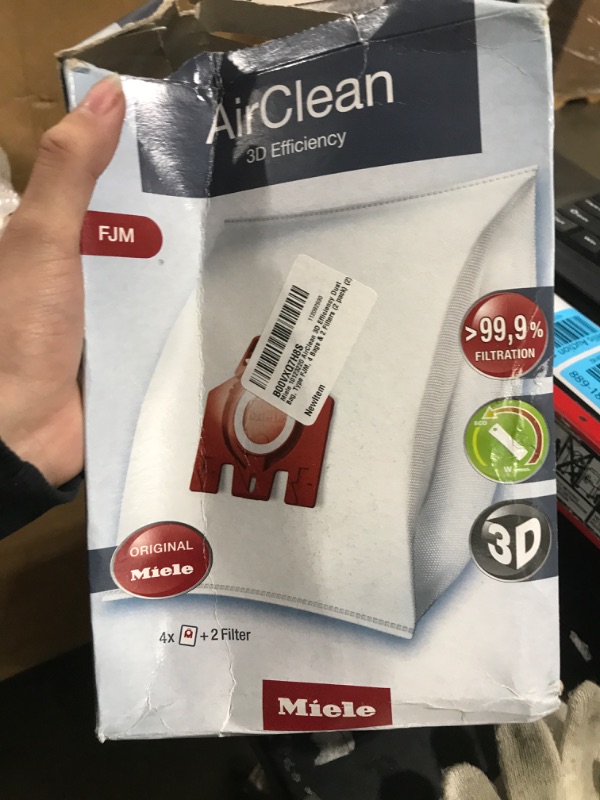 Photo 1 of 2 X Miele 10123220 AirClean 3D Efficiency Dust Bag Type FJM 4 Bags & 2 Filters
