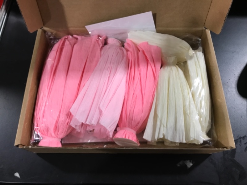 Photo 2 of Large Pink Ivory and Watermelon Pink Crepe Paper Flowers (Set of 6)