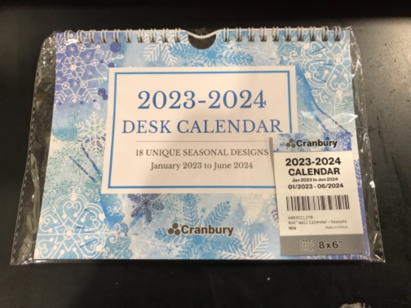 Photo 2 of CRANBURY Mini Wall Calendar 2023 2024 - (8x6, Seasons) Use to June 2024, Small Wall Calendar for Locker, Fridge or Bulletin Board, Includes Stickers