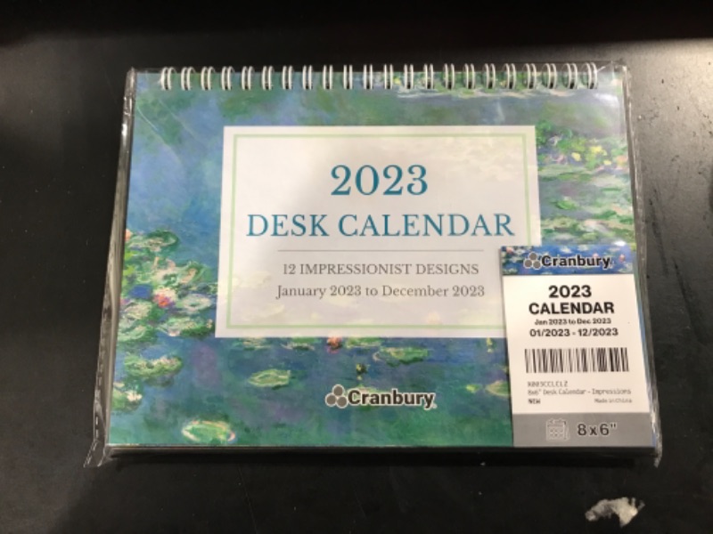 Photo 2 of CRANBURY Small Desk Calendar 2023 - (8x6", Impressions), Use Standing Desk Calendar as Stand Up 2023 Calendar, Desktop Calendar with Artwork Monthly Designs, Stickers for Calendars 