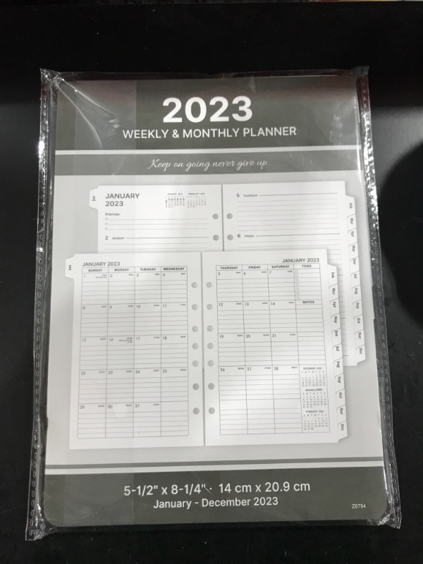 Photo 2 of 2023 Planner Refills - Planner Refills 2023, 2023 Weekly & Monthly Planner Refills, 2023 Planner Inserts, A5 Planner Refills, A5 Planner Inserts, 5-1/2" x 8-1/4", Jan.2023-Dec.2023, 7-Hole Punched - Gray 