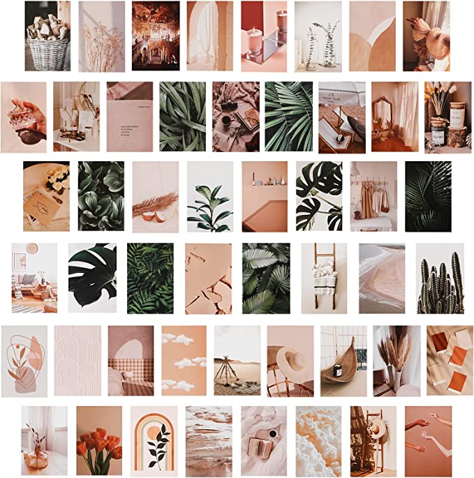 Photo 1 of 50 PCS Wall Collage Kit Aesthetic Pictures, Boho Wall Decor Posters, Vintage Aesthetic Room Decor, VSCO Girls Bedroom Decor, Pink Teen Girls Trendy Dorm Photo Collectio, Gift for Teen Girls 