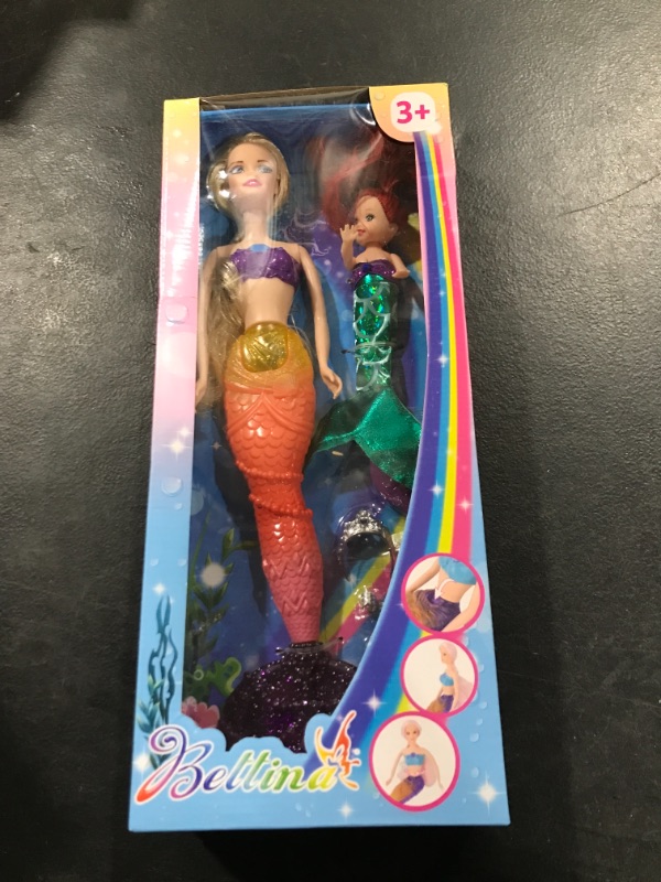 Photo 2 of BETTINA Mermaid Princess Doll with Little Mermaid Doll & Accessories, Mermaid Toys Princess Birthday Gifts, Girls Toys Aged 3 4 5 6 7 Years Olds, Yellow 