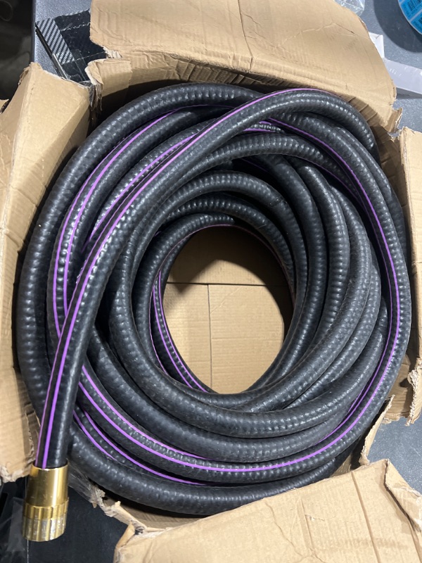 Photo 2 of Giraffe Tools Hybrid Garden Hose 100ft x 5/8" Male and Female Fittings with Shut off Valve, Flexible, Heavy Duty, Leakproof, Lightweight Water Hose