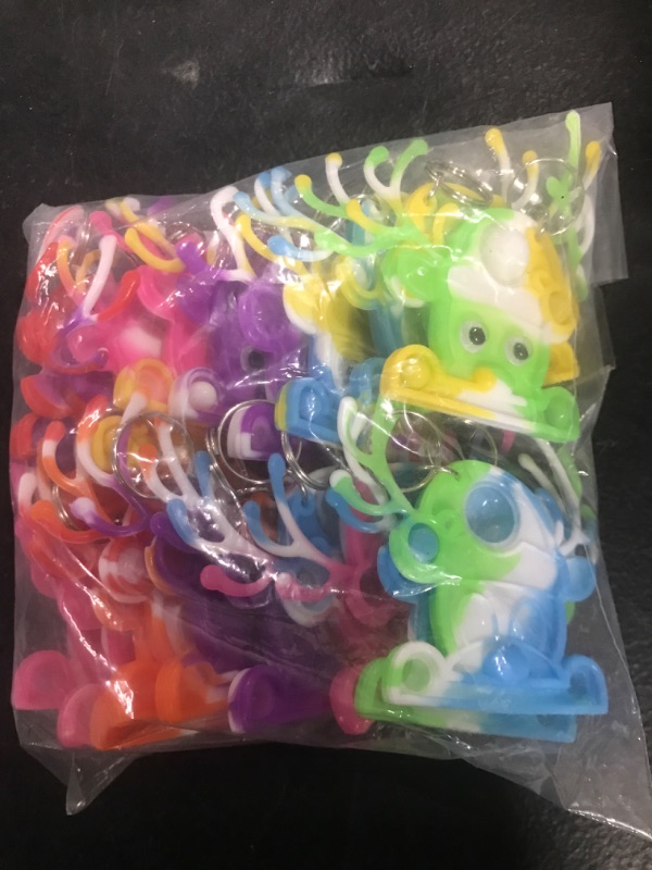 Photo 2 of (Christmas Party Gift ?20 Packs Bulk Deer Mini Pop Fidget Key Chain? Christmas Party Favors Supplies and Student Prizes Gift