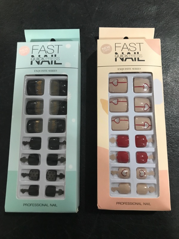 Photo 2 of 48 PCS Fake Toenails and Fake Nails Press on Toenails Toe Nail Press Ons Toenail Press on Nails