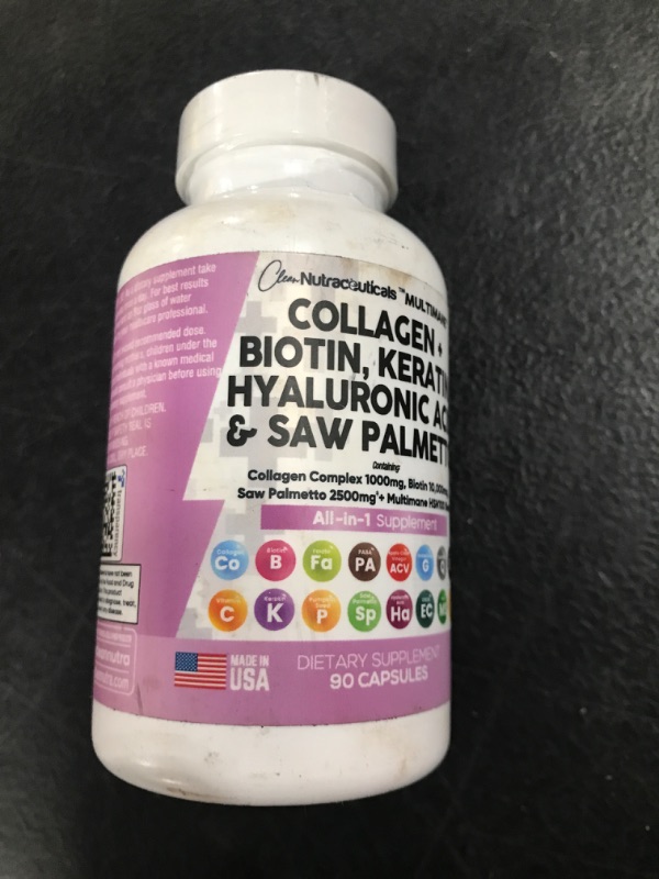 Photo 2 of Collagen Pills 1000mg Biotin 10000mcg Keratin Saw Palmetto 2500mg Hyaluronic Acid - Hair Skin and Nails Vitamins and DHT Blocker with Vitamin E Folic Acid Pumpkin Seed MSM Made in USA - 90 Count
EXP 10/24