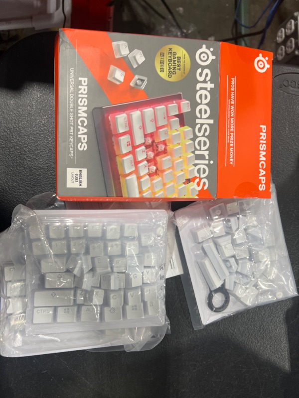Photo 2 of SteelSeries PRISMCAPS - Double Shot Pudding-Style Keycaps - Durable PBT Thermoplastic - Compatible with a Wide Range of Mechanical Keyboards - White White PRISMCAPS Keycaps