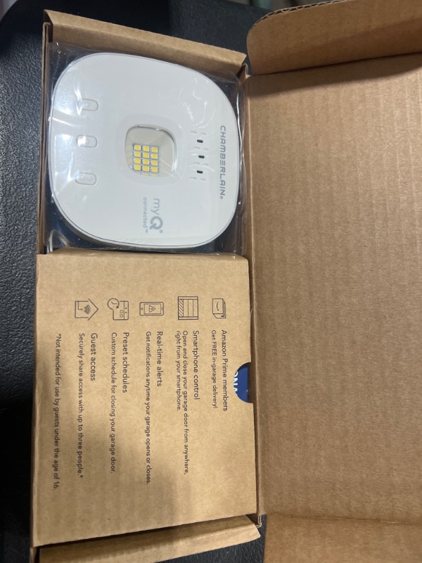 Photo 2 of myQ Chamberlain Smart Garage Control - Wireless Garage Hub and Sensor with Wifi & Bluetooth - Smartphone Controlled, myQ-G0401-ES, White myQ Smart Garage™ Control