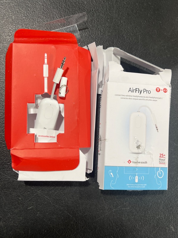 Photo 3 of Twelve South AirFly Pro Wireless Transmitter/Receiver With Audio Sharing For Up To 2 AirPods/Wireless Headphones To Any Audio Jack For Use On Airplanes, Boats Or In Gym, Home And Auto