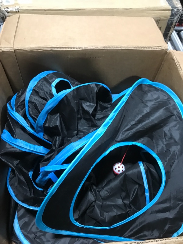 Photo 1 of GONPETGP Cat Tunnels for Indoor Cats with Cube Tent Toys Combo, Pop Up Collapsible Crinkle Interactive Peek Hole, Cat Tube with Play Ball and Bell for Kitten, Puppy, Kitty, Rabbit - Set of 3 Black