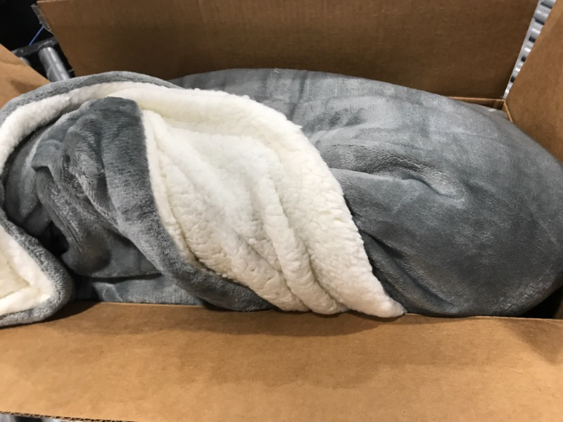 Photo 1 of  Sherpa Fleece Blanket, Grey