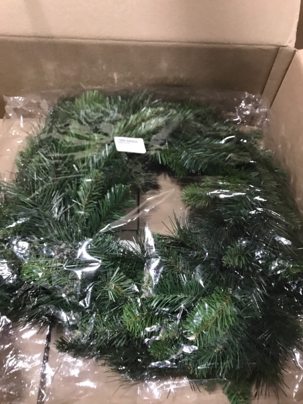 Photo 2 of 20" Xmas Wreath, Deluxe Evergreen Pine, Indoor Outdoor Front Door Decor for Christmas, Great for Windows and Walls