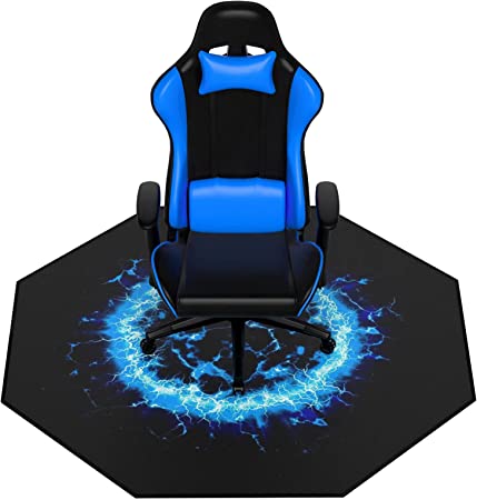 Photo 1 of 51" X 51" Gaming Chair Mat, Natural Rubber Computer Chair Mat for Hardwood Floor, Game Floor Mat Protector for Wood Floor, Soft/Non-Slip/Scratch-Resistant & Washable (Octagon-Star) 