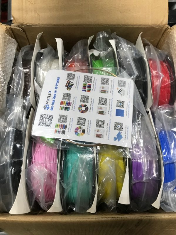 Photo 2 of 1.75mm 3D Printer Normal PLA Filament 12 Bundle, Most Popular Colors Pack, 1.75mm 500g per Spool, 12 Spools Pack, Total 6kgs Material with One Bottle of 3D Printer Stick Tool Mika3D