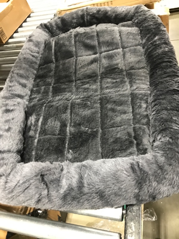 Photo 2 of 42L-Inch Gray Dog Bed or Cat Bew w/ Comfortable Bolster | Ideal for Large Dog Breeds & Fits a 42-Inch Dog Crate | Easy Maintenance Machine Wash & Dry | 1-Year Warranty Charcoal Gray 42-Inch