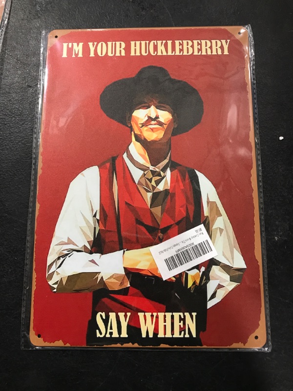 Photo 2 of West Cowboy Movie Tin Sign,Vintage I'm Your Huckleberry Metal Sign,Holliday Movie Poster Iron Sign,Dominic Wall Decor for Bars,Garage,Cafes,Pubs 8x12