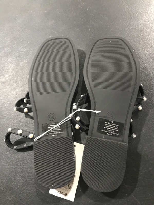 Photo 2 of BLACK SANDALS WITH PEARL STUDS 8.5